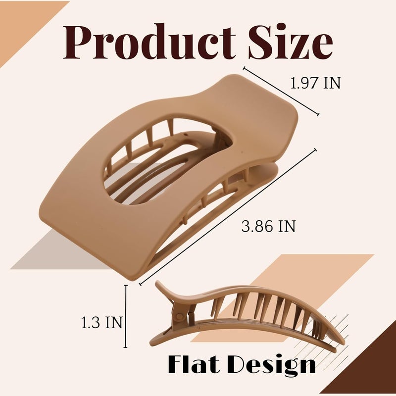 Drealoe 8 Pack Flat Hair Clips for Women – Large Matte Rectangle No-Slip Claw Clips, Strong Hold Square Hair Accessories for Thick & Thin Hair, Lay Flat Design for Work & Daily Styling - Image 2